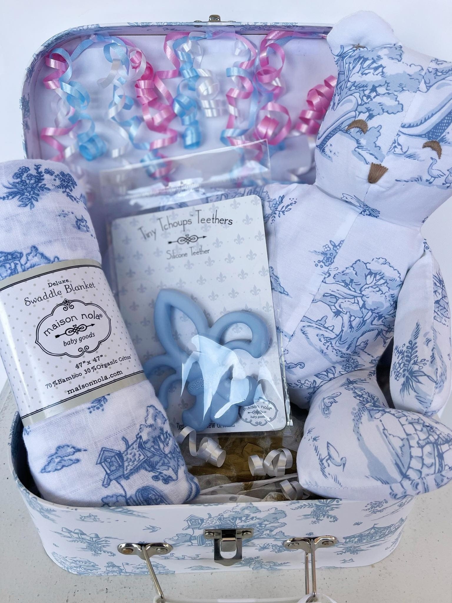 Maison Nola Storyland Bamboo Swaddle Baby Gift Bundle | Blue
