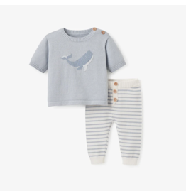 Elegant Baby Whale Knit Short Sleeve Sweater and Pants Set