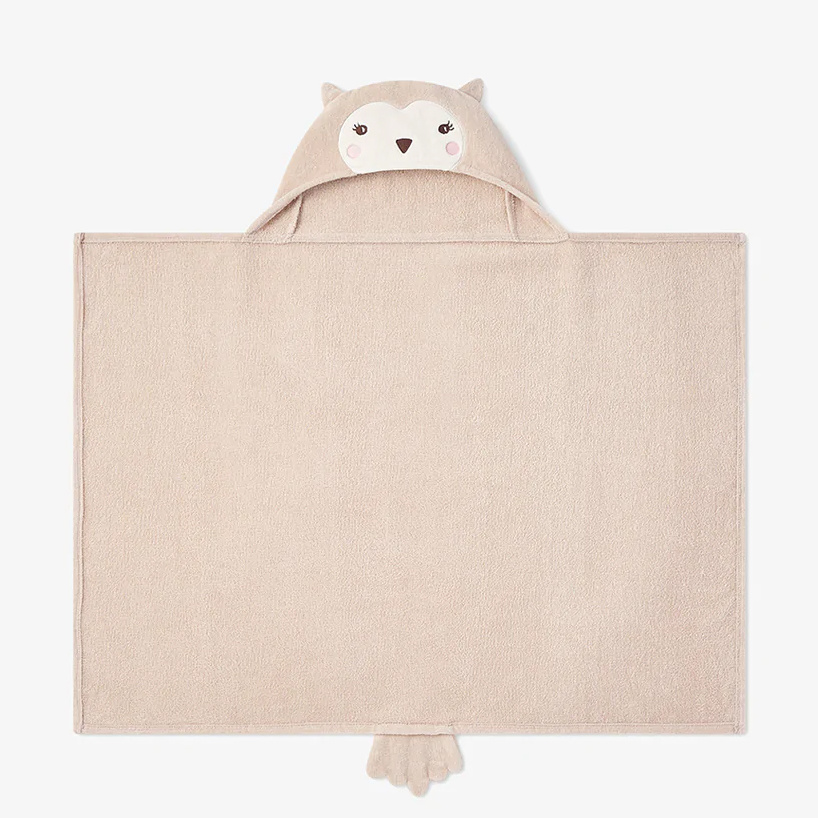 Elegant Baby Baby Bath Wrap Cotton Velour Hooded Towel - Owl (0-24 mo)