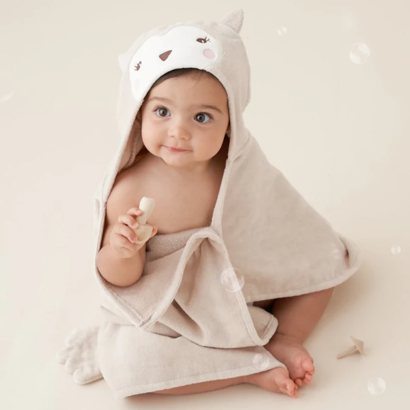 Elegant Baby Baby Bath Wrap Cotton Velour Hooded Towel - Owl (0-24 mo)