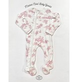 Maison Nola Storyland Toile Bamboo Zipper Convertible Ruffled Footie PJs | Pink
