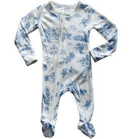 Maison Nola Storyland Toile Bamboo Convertible Zipper Footie PJs | Blue