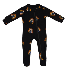 Kyte Baby Kyte Bamboo Zippered Footie | Rust Rainbow on Midnight (boutique exclsuive)