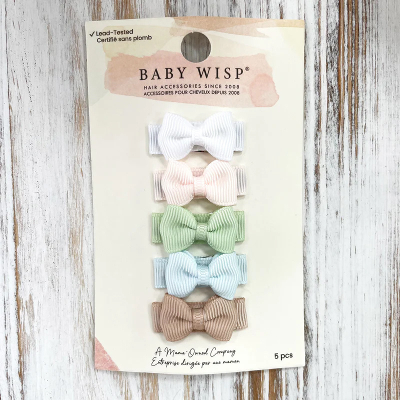 Baby Wisp Mini Clip Tiny Tuxedo Bows 5 Piece Set | Tranquility