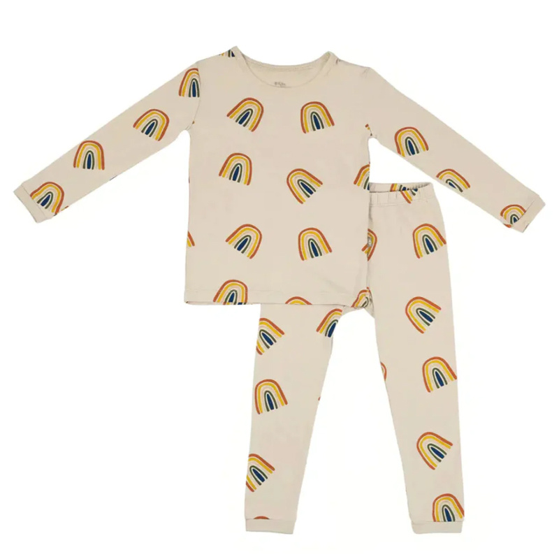 Kyte Baby Kyte Bamboo Long Sleeve Toddler Pajama Set | Rust Rainbow on Oat