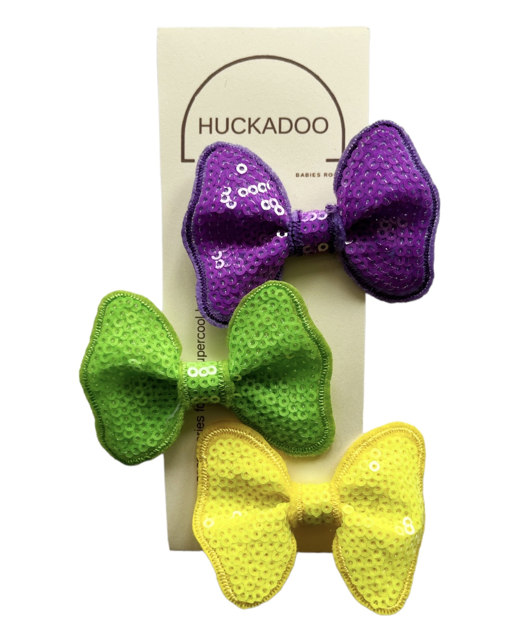 Huckadoo 3-piece Mardi Gras Baby Bow Set
