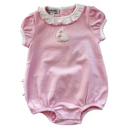 Magnolia Baby Little Cottontails Pima Embroidered Ruffle Bubble | Pink