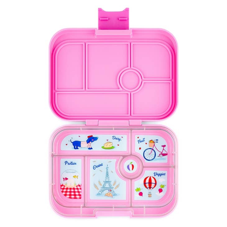 Yumbox Leakproof Snack box container: 3-Compartment Kids Bento; Easy Latch;  2 Cups; 6.7x5.1x1.8; Small bento box for kids; Monte Carlo Navy with Clear