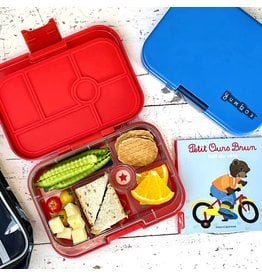  Yumbox Panino Leakproof Bento Box for Kids, Sandwich friendly  4-Compartment tray, for Kids & Adults, Compact 8.5 x 6 x 1.8 in, Healthy  Portions, Easy open/close (Hazy Blue with Panther tray)