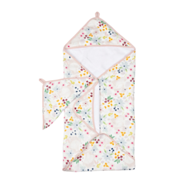 Loulou Lollipop Shell Floral Bamboo Muslin Hooded Towel and Wash Cloth Set