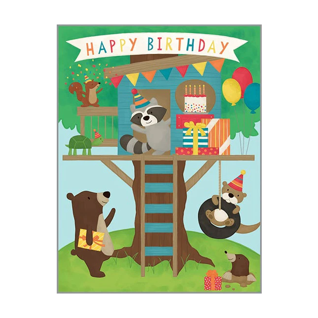 Gina B Designs Birthday Greeting Card | Kids Treehouse Party