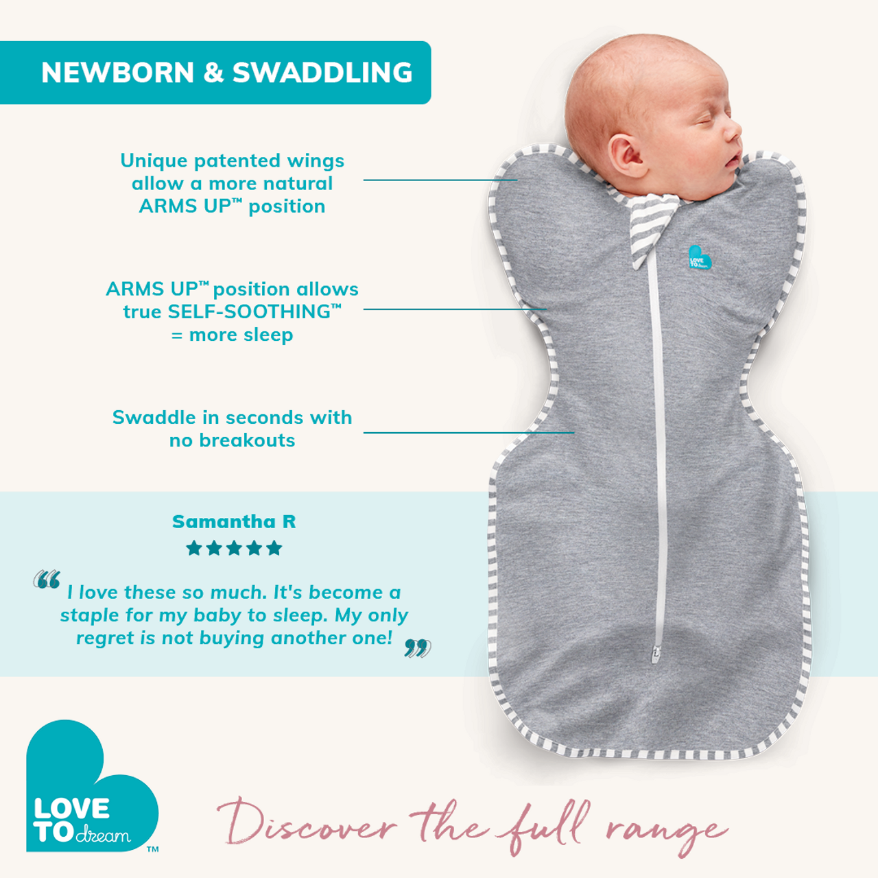Love to Dream Swaddle UP Organic 1.0 Zip-Up TOG Swaddle | Mint