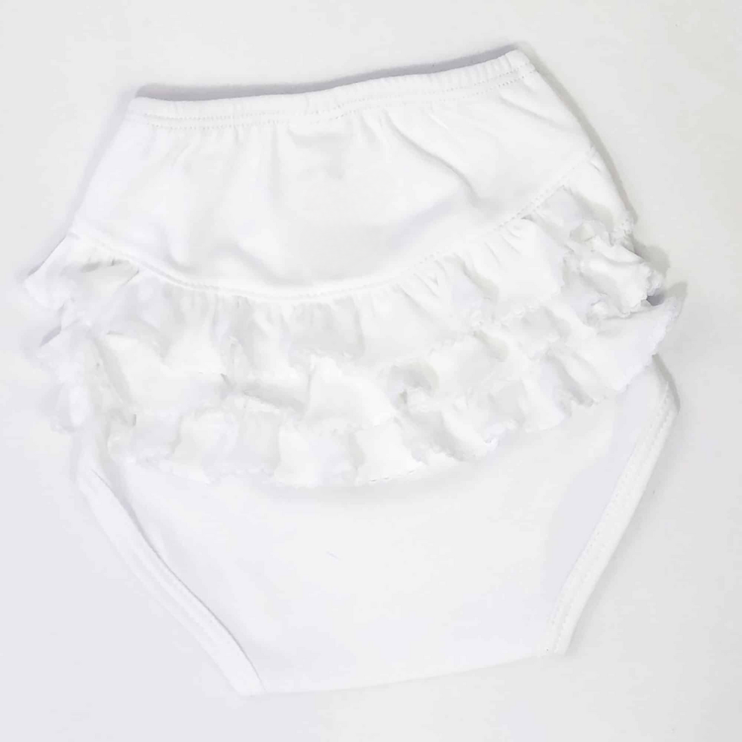 White Baby Pima Cotton Diaper Cover | Ruffle