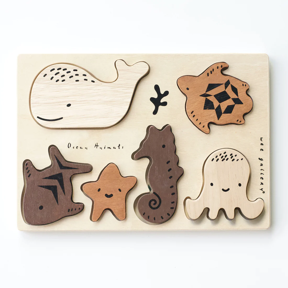 Wee Gallery Ocean Animals Wooden Tray Puzzle | 2nd Edition