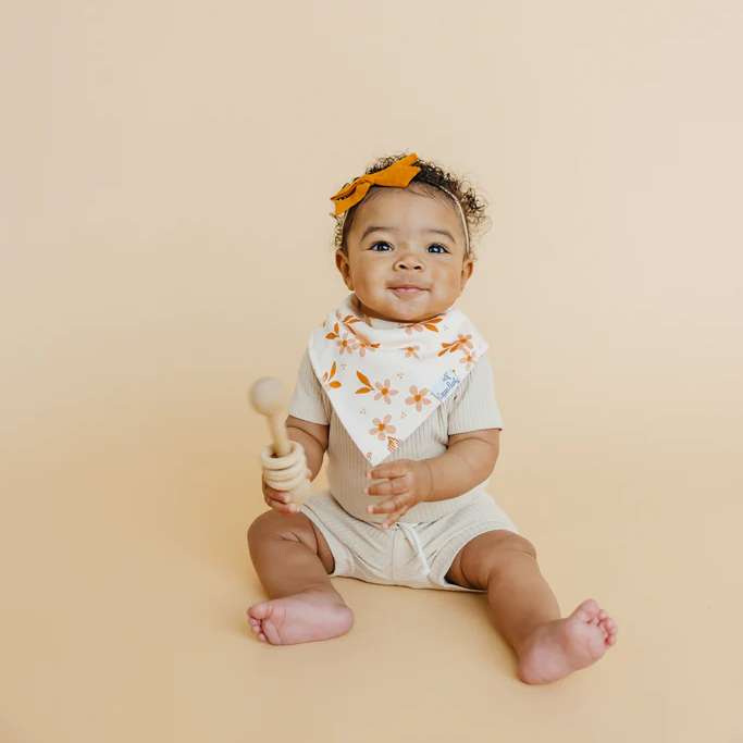 Copper Pearl Baby Bandana Bib 4-Pack Set | Floral and Pastel Prints