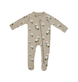 Kyte Baby Kyte Bamboo Zippered Footie | Khaki Magnolia