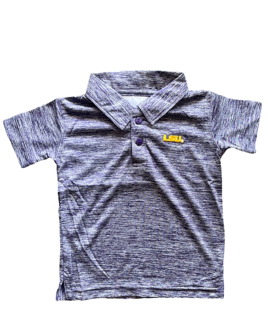 LSU Gold Logo Spacedye Golf Shirt Purple ZukaBaby
