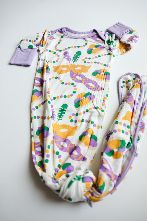 Southern Slumber Mardi Gras Bamboo Knotted Gown (newborn)