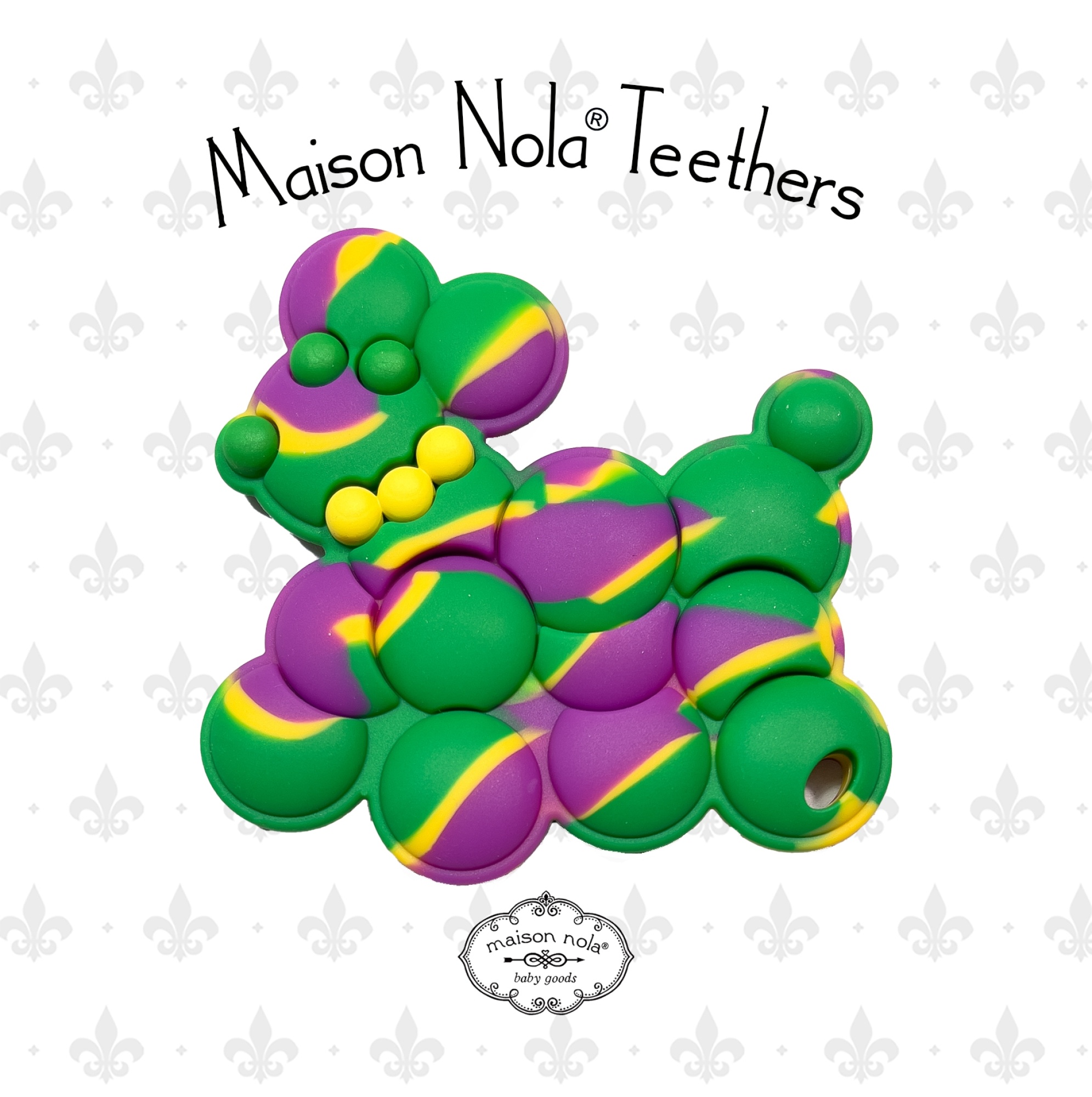 Maison Nola Bead Dog Silicone Teether | Marble