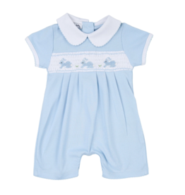 Magnolia Baby Pastel Bunny Classics Smocked Collared Short Playsuit | Light Blue