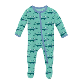 KicKee Pants Glass Later Alligator Bamboo Zippered Sleeper Pajamas