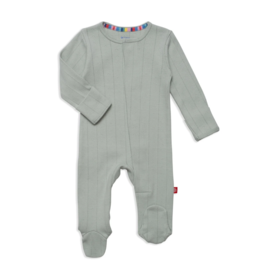 Magnetic Me Love Lines Seagrass Organic Cotton Pointelle Magnetic Footie