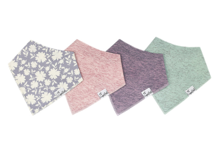 Copper Pearl Baby Bandana Bib 4-Pack Set | Floral and Pastel Prints