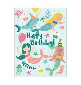 Gina B Designs Birthday Greeting Card | Mermaids and Balloons