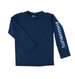 RuffleButts Navy Long Sleeve Logo Rash Guard