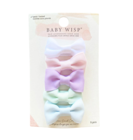 Baby Wisp Charlotte Bows Tuxedo Style Snap Clips 5 Set| Pretty Pastels