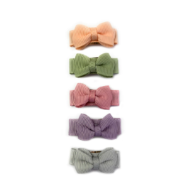 Baby Wisp 5 Tiny Tuxedo Bow Toddler Bow Barrettes | Watercolors