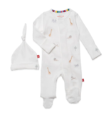 Magnetic Me White Serene Safari Embroidered Magnetic Footie and Hat Set