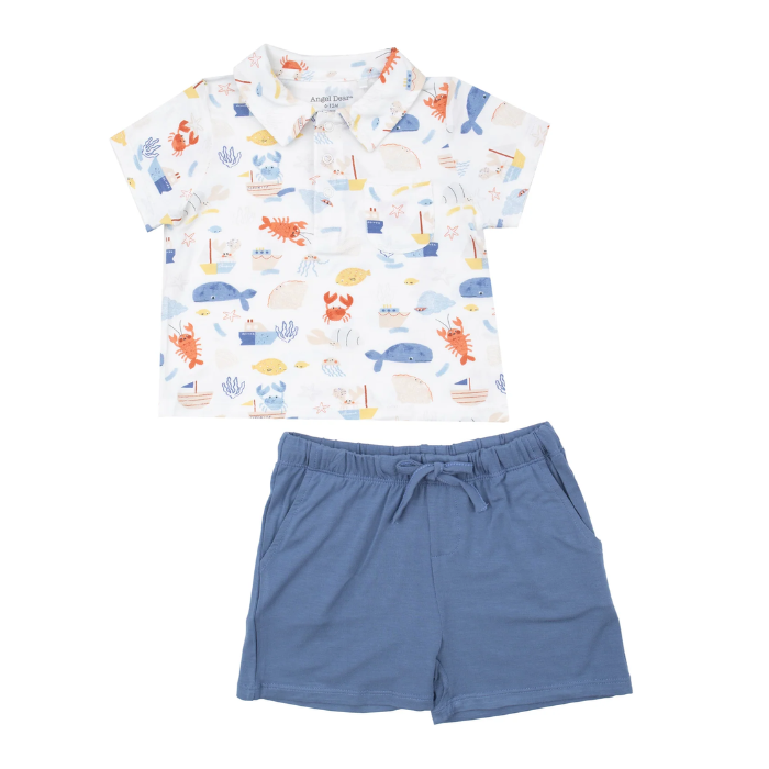 Angel Dear In the Ocean Polo Shirt and Short Set