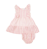 Angel Dear Pink Stripe Picot Edged Dress and Diaper Cover