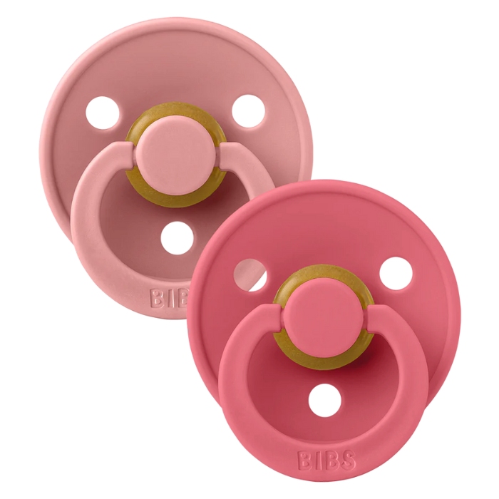 BIBS BIBS Natural Rubber Round Pacifier | Dusty Pink | Coral