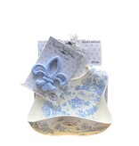 Maison Nola Blue Sky Storyland Toile Baby Gift Bundle | Silicone Bucket Bib and Teether