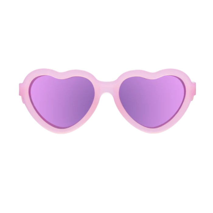 Babiators Babiators Polarized Heart Sunglasses: Frosted Pink | Purple Mirrored Lens