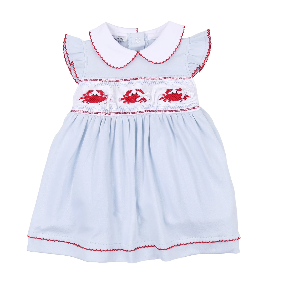 Magnolia Baby Crab Classics Smocked Collared Flutters Dress Set
