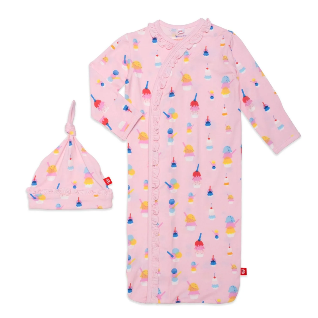 Magnetic Me Pink Sundae Funday Modal Magnetic Gown & Hat Set | NB-3m