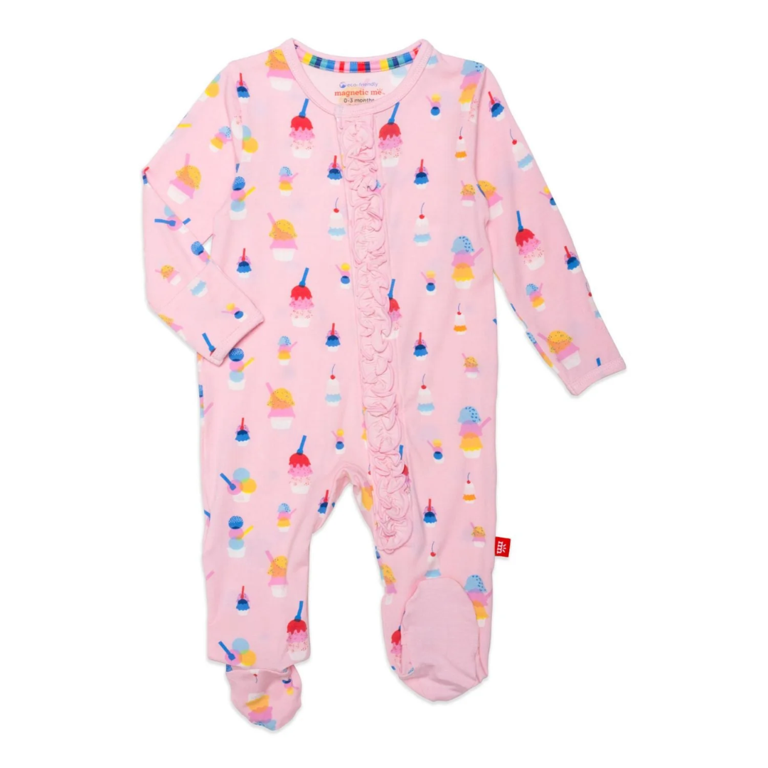 Magnetic Me Magnetic Me Pink Sundae Funday Ruffled Modal Magnetic Footie
