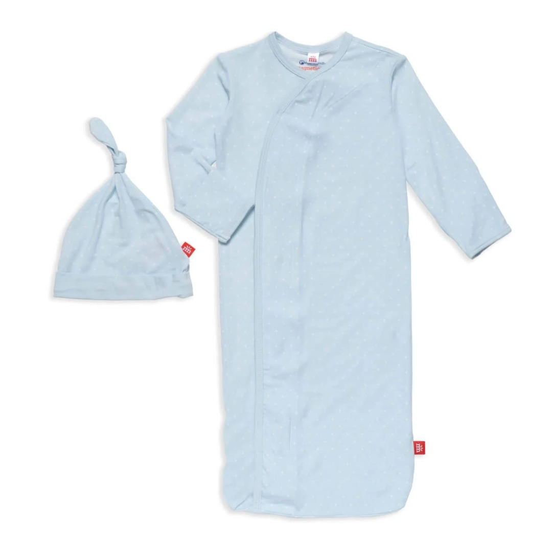 Magnetic Me Pin Dot Blue Magnetic Gown and Hat Set (nb-3mo)