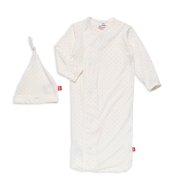 Magnetic Me Pin Dot Cream Magnetic Gown and Hat Set (nb-3mo)