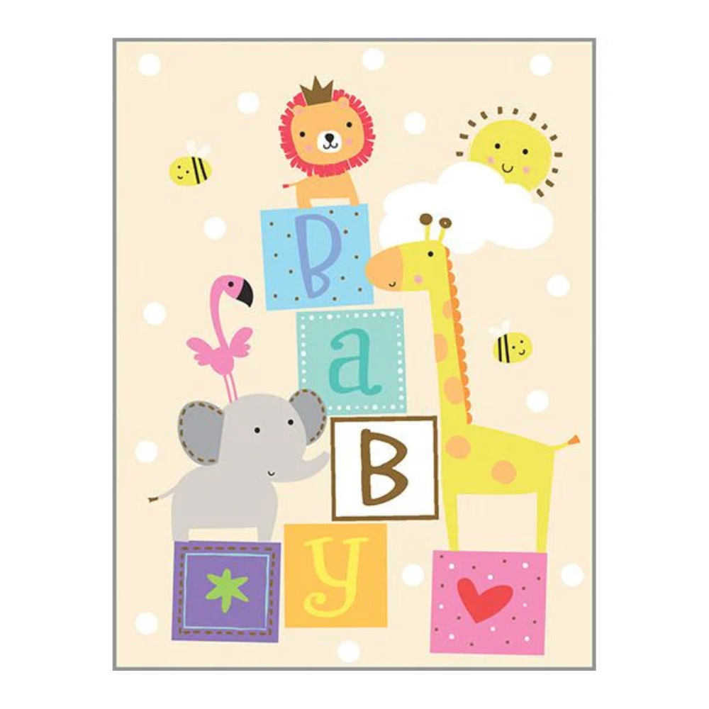 Baby Greeting Card | Baby Blocks and Animals