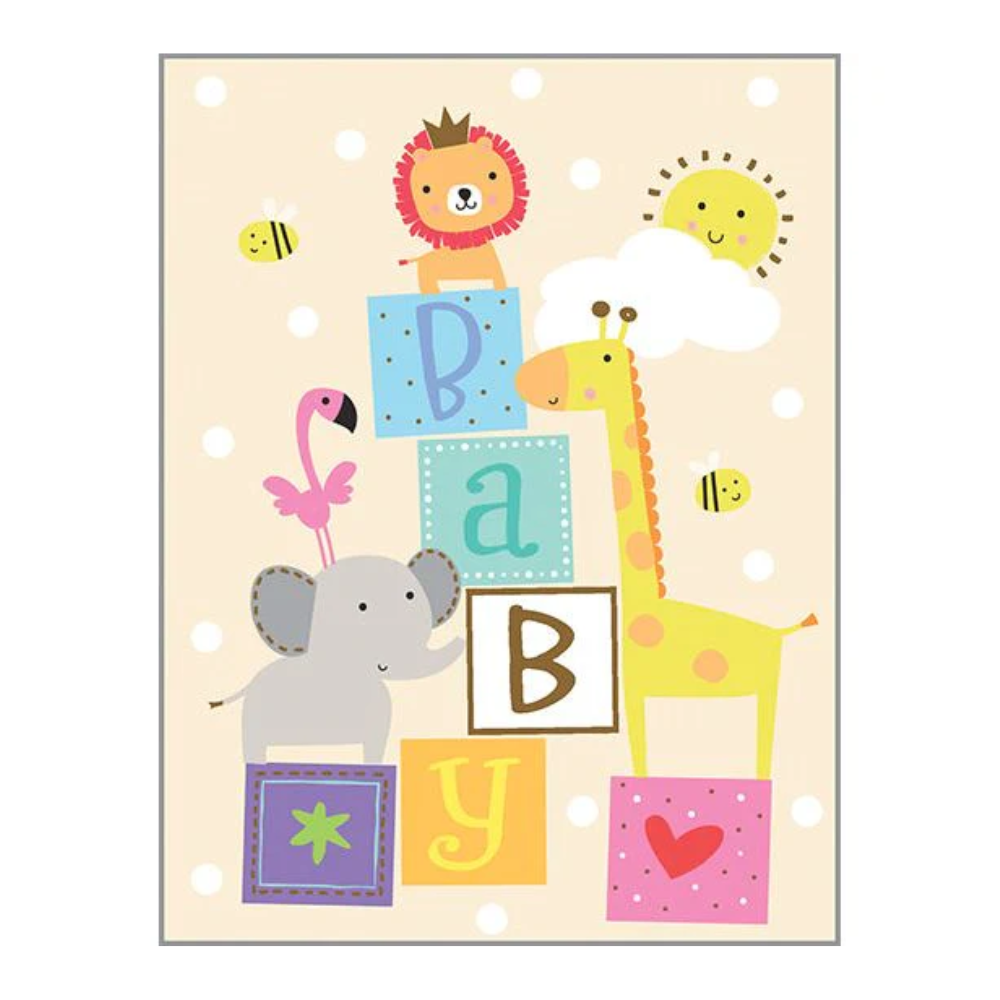 Gina B Designs Baby Greeting Card | Baby Blocks and Animals