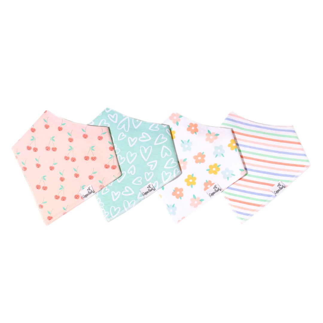 Copper Pearl Baby Bandana Bib 4-Pack Set | Cheery