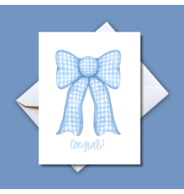 Home Malone Congrats Blue Bow Card | New Baby Welcome Gingham