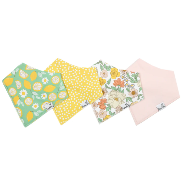 Copper Pearl Baby Bandana Bib 4-Pack Set | Lemon