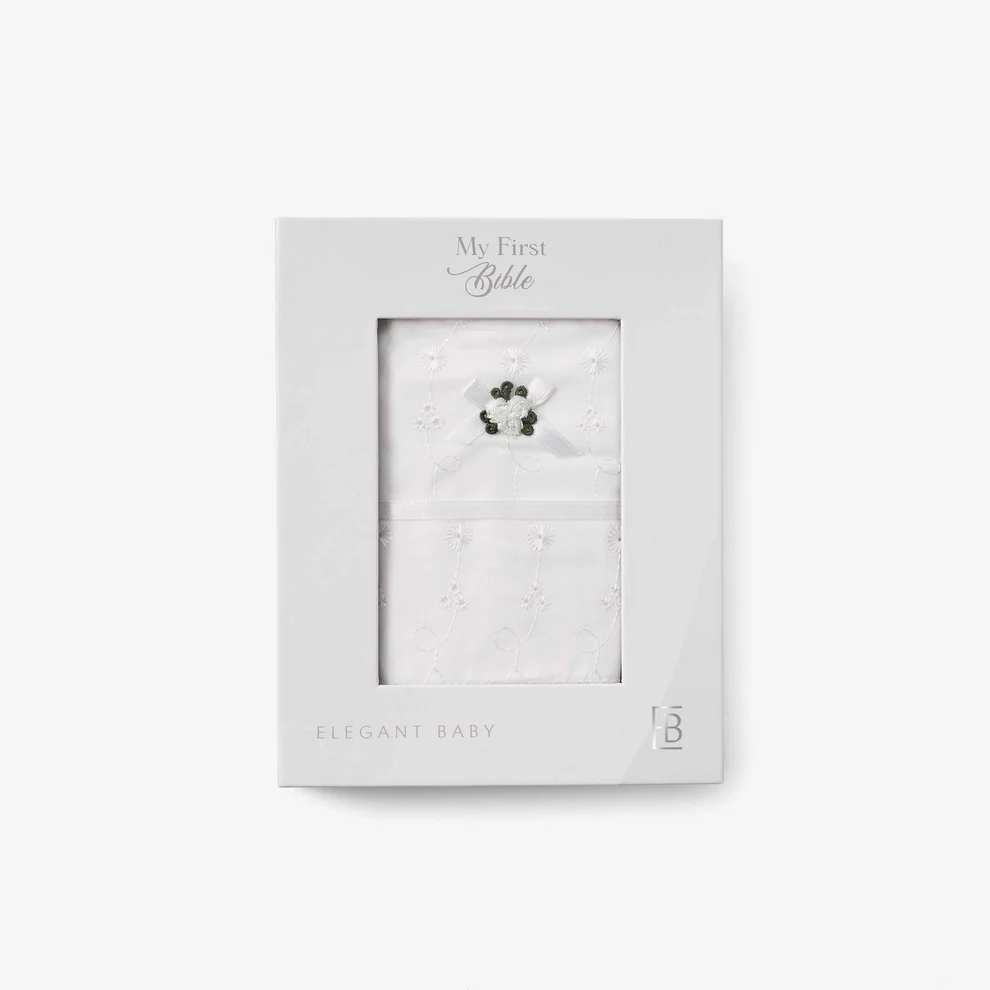 Elegant Baby Baby's First Eyelet Covered Bible | Gift Boxed