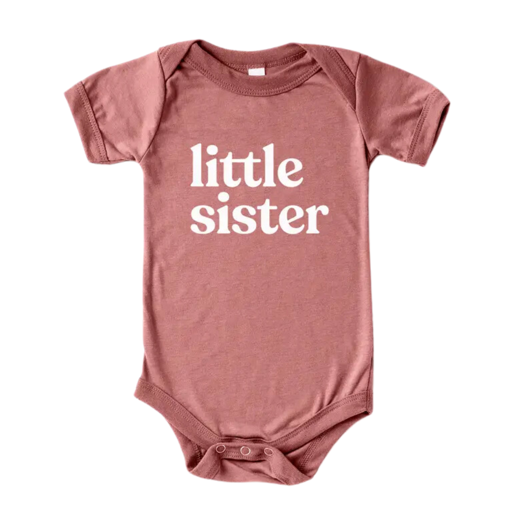 Gladfolk Little Sister Modern Baby Bodysuit | Mauve Pink