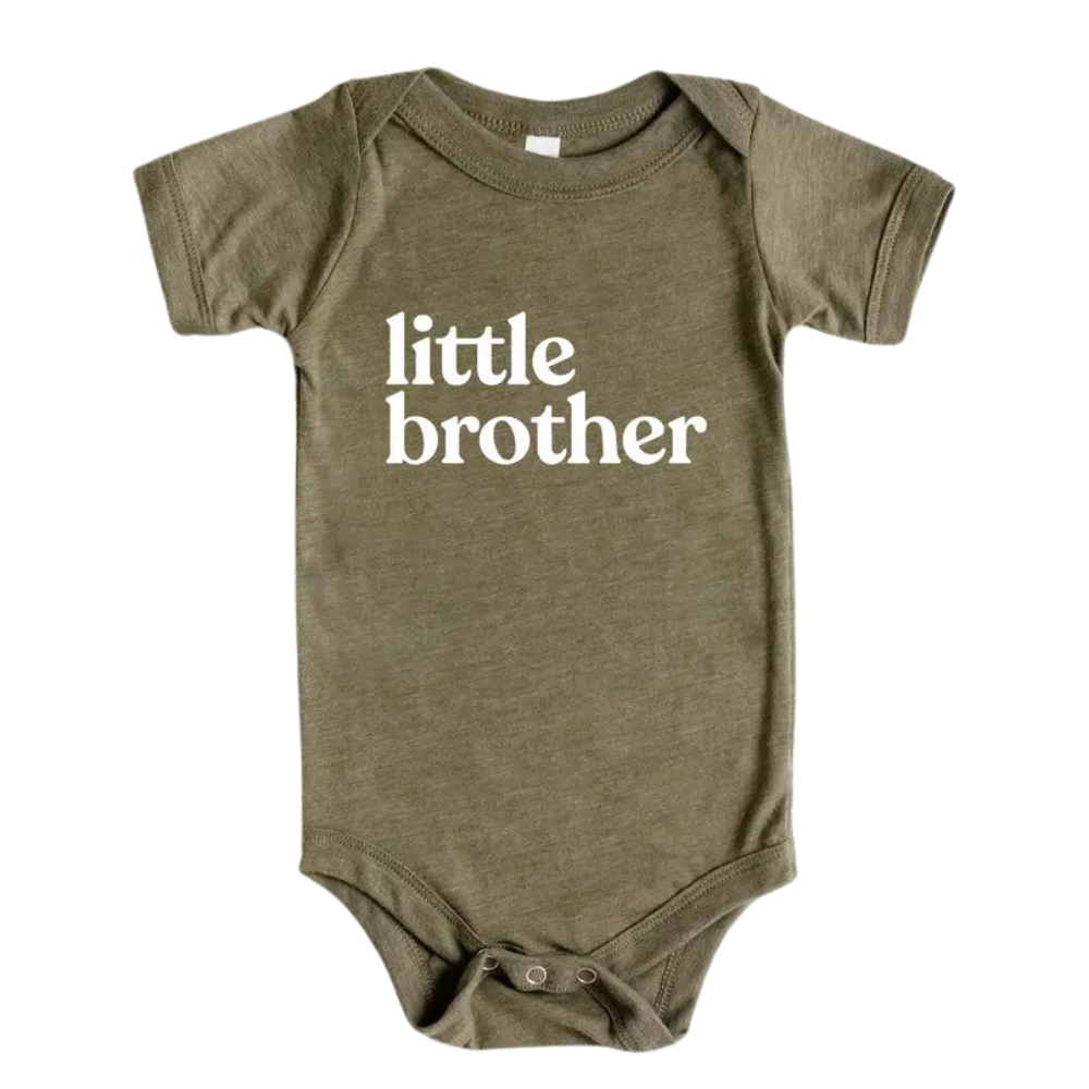 Gladfolk Little Brother Modern Baby Bodysuit | Olive Green